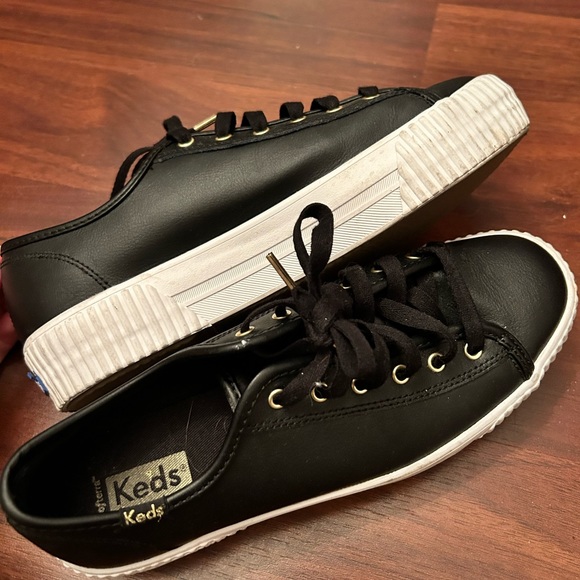 Black and Gold Platform Keds - Picture 2 of 3